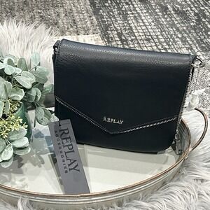 REPLAY Women's Cross Body Bag Thick Shoulder Strap Black & Skull Darkness‎ New